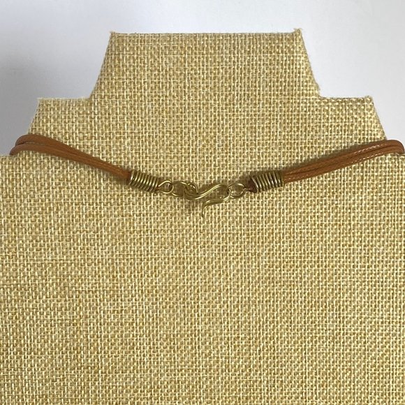 Labradorite Brutalist Handmade Cold Connections Copper and Brass Pendant Necklac - Picture 3 of 9